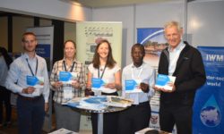 GRIPP and partner representatives at the launch of the Groundwater and SDG infographic during the 2nd SADC Groundwater Conference. From the left: Arnaud Sterckx, IGRAC; Karen Villholth, IWMI, Kirsty Upton, BGS, Brighton Munyai, SADC-GMI; Julian Conrad, Geohydrological and Spatial Solutions International (GEOSS) and IAH.
